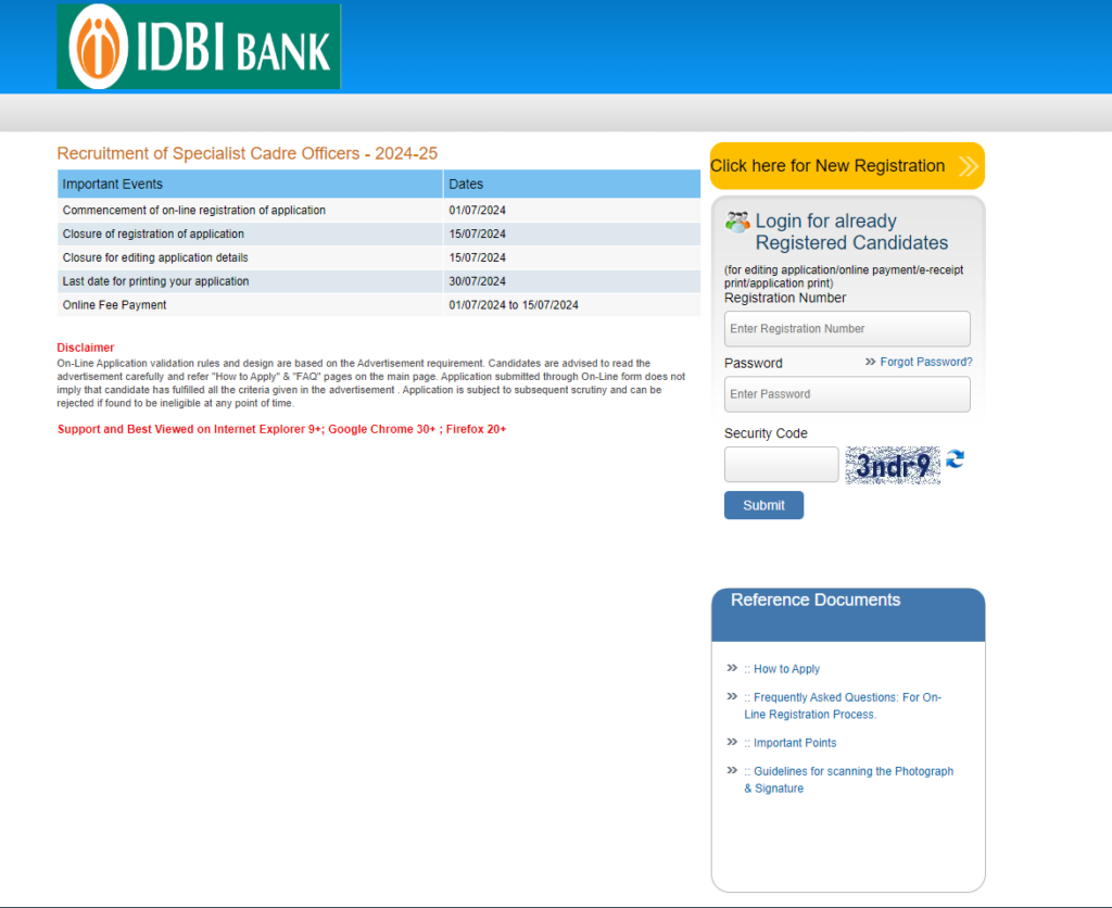 IDBI Specialist Officer Vacancy 2024